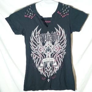 Affliction Women's Medium Studded Stitched Shirt